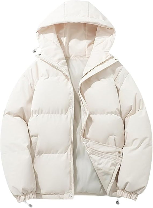 Quilted Jackets for Women Hooded Puffer Down Winter Coat Ladies Padded Hoodie Top Plain Coats Lightweight Waterproof Jacket